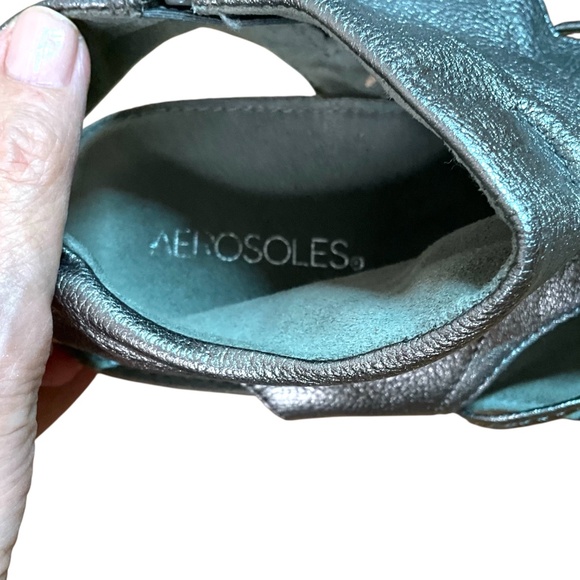 AEROSOLES Genuine Leather Gladiator Thong Sandals Side Zip Suede Footbed US 10 - Picture 7 of 8